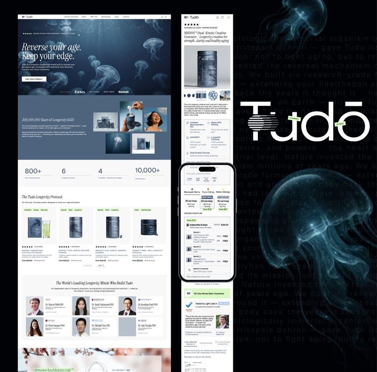 Tudō store — home page and product card